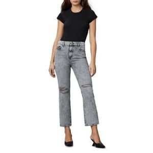 DL1961 Denim Patti Straight High Rise Jeans Women's Sz 32 Chalk Distressed Gray